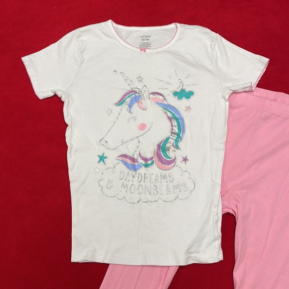 Girls two piece unicorn  pjs - Picture 2 of 4
